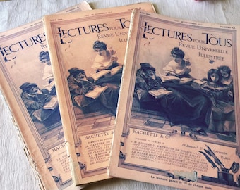 Antique french news magazines, old illustrated french Victorian publication, Paris 1899 vintage newspapers, collection, ephemera