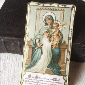 Image pieuse Vierge Marie ancienne française de communion, carte religieuse catholique, carte missel prière collection, cadeau religieux