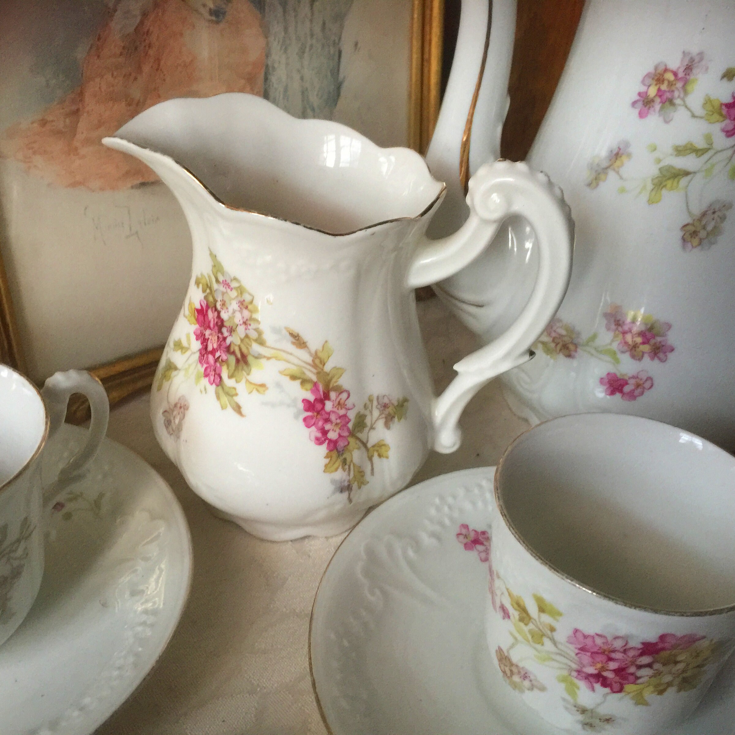 Antique French Floral Limoges Porcelain Coffee Set Old Etsy