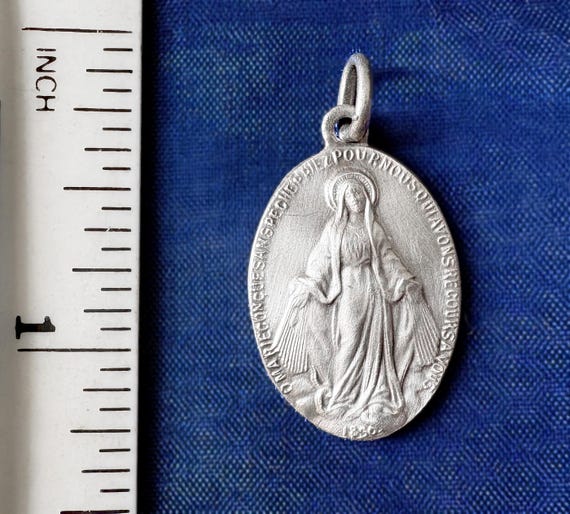 Antique French Miraculous Medal Virgin Mary Catholic … - Gem