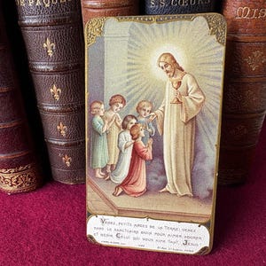 1911 Image pieuse Jésus communion vintage français, carte religieuse catholique ancienne, Souvenir communion, carte missel collection cadeau