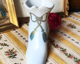 Franse Limoges porseleinen schoensnuisterijen, schoenporselein snuisterij, vintage Limoges collectible, schoenlaarsdisplay, decor shabby boudoir