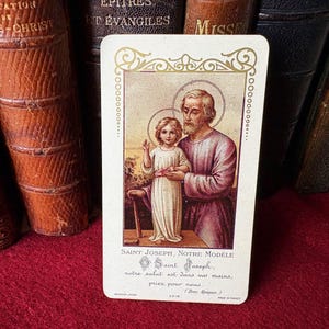 Antique Saint Joseph holy card, vintage catholic religous card, mass book card, St Joseph devotion collection gift