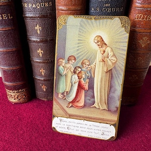 1911 Image pieuse Jésus communion vintage français, carte religieuse catholique ancienne, Souvenir communion, carte missel collection cadeau