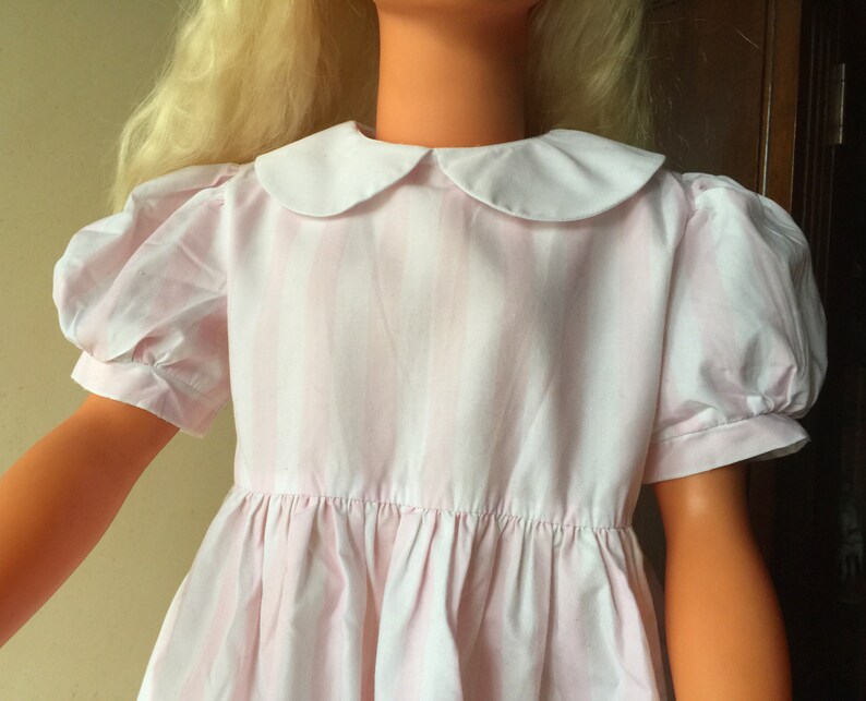 Vintage pink baby doll dress with stripes pink and white Etsy
