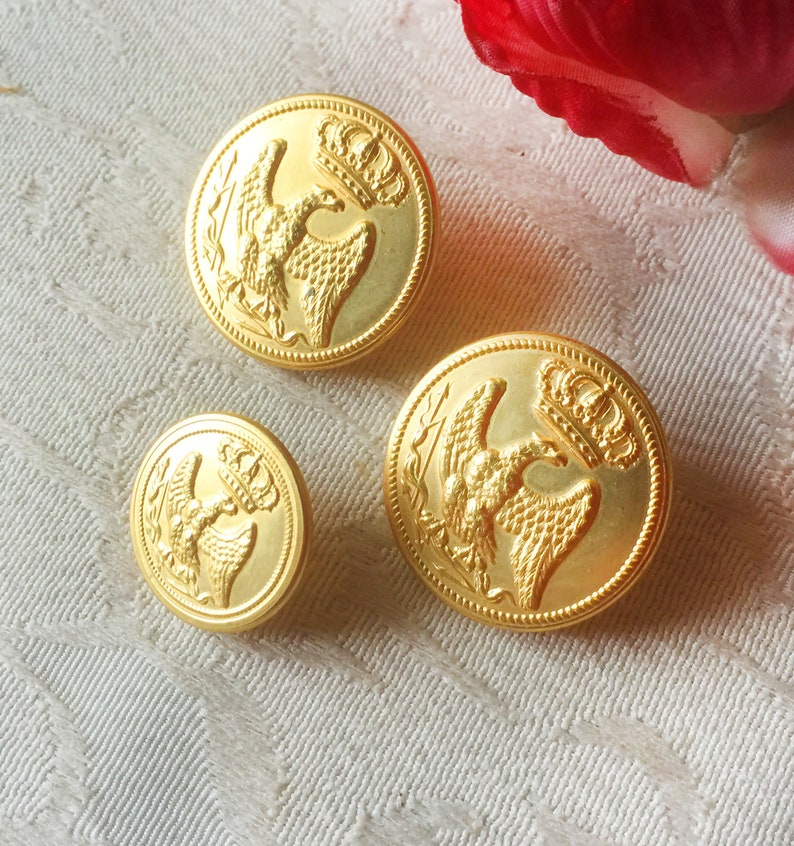 officer buttons Militaria collection gold metal blazer button uniform button 3 vintage french imperial guard buttons costume button