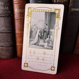 Image pieuse Jésus vintage français catholique communion de Marie, carte religieuse ancienne 1911, carte missel collection cadeau