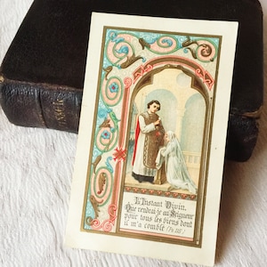 Image pieuse catholique communion vintage française, carte religieuse Sacrement communion prêtre, Psaume 115, carte missel collection cadeau