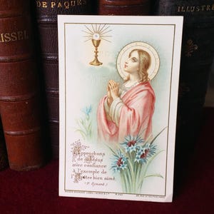 Image pieuse Saint Jean Apôtre vintage français, carte religieuse communion, carte de prière catholique, image sainte ancienne missel