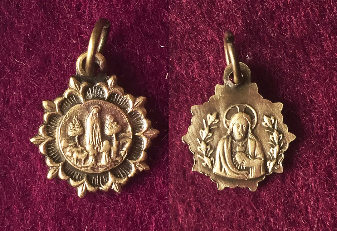 Vintage French Virgin Mary Religious Medal Catholic Our Lady La Salette ...