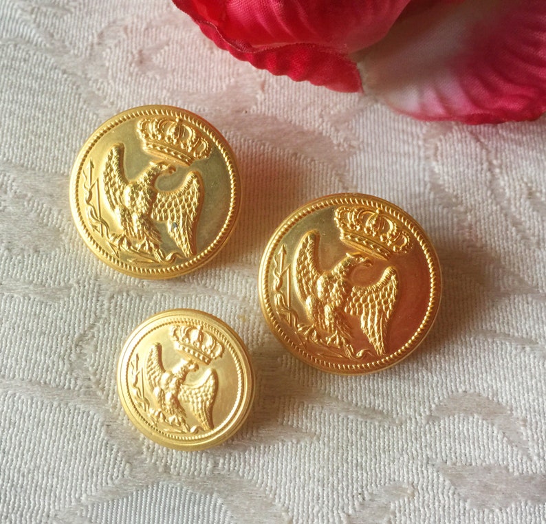 officer buttons Militaria collection gold metal blazer button uniform button 3 vintage french imperial guard buttons costume button