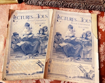 1900年代のフランス製アンティーク雑誌のページ - 5枚 - ヴィクトリア