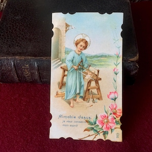 Image pieuse catholique Jésus Enfant vintage français, carte prière Jésus, carte religieuse ancienne missel collection, cadeau religieux