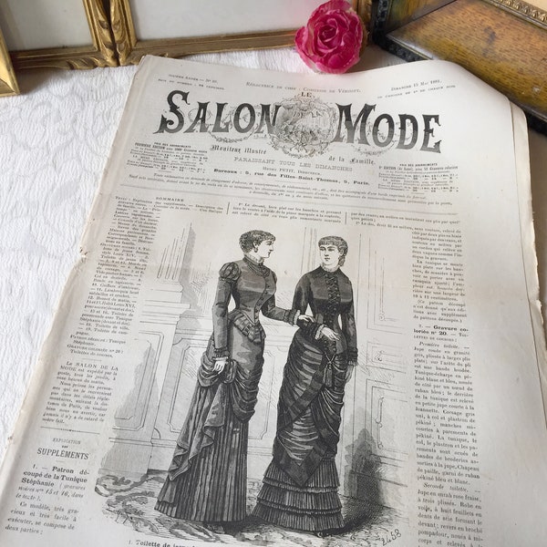 1881 Damenmodezeitschrift „le salon de la mode“, altfranzösisch, Pariser viktorianisches edwardianisches Modemagazin, Kostümgeschichte, Sammlung