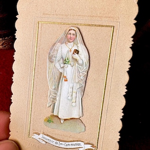 Image pieuse Jésus ancienne française 1ère communion 1916, carte religieuse catholique vintage communion, image sainte missel collection