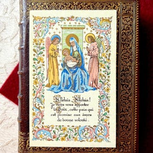 Image pieuse Marie Jésus Nativité vintage français catholique, carte religieuse catholique, carte prière missel cadeau dévotion Marie