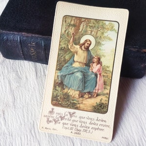 Image pieuse Jésus vintage français communion, carte religieuse catholique, carte prière, carte missel collection, cadeau religieux