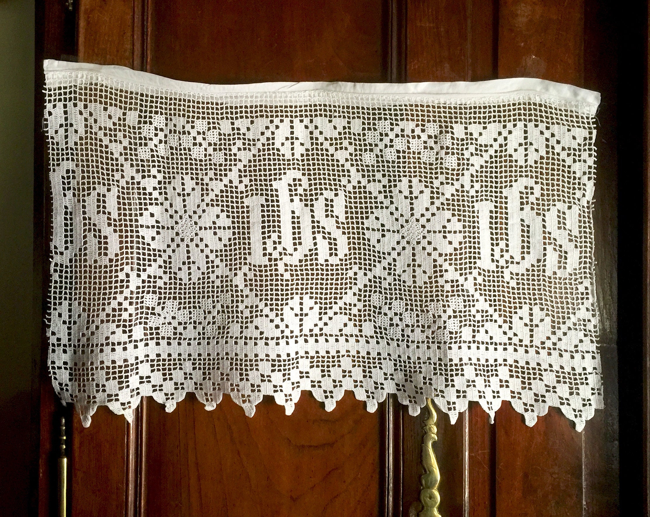 Panneau Religieux Catholique en Dentelle Ihs Au Crochet Blanc