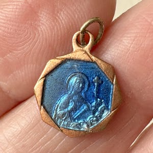 Antique French Saint Rita religious medal, catholic Saint Rita of Cascia vintage pendant, Patron Saint lost case, religious gift, collection