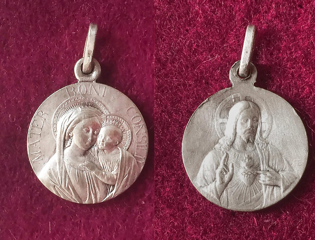 Pendentif Médaille Ancien Noël En Argent Massif - étoile Jésus, Signé Mellerio, Rare