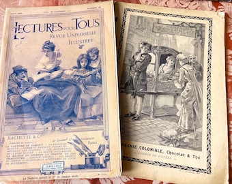 1900年代のフランス製アンティーク雑誌のページ - 5枚 - ヴィクトリア