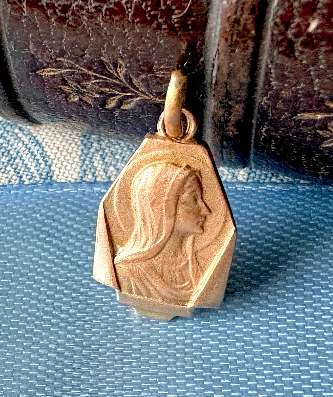 Antique French Virgin Mary Medal Charm, Our Lady of Lourdes Pendant ...