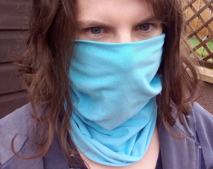 Organic Cotton Jersey Neck Warmer: Sky Blue Snood Gaiter
