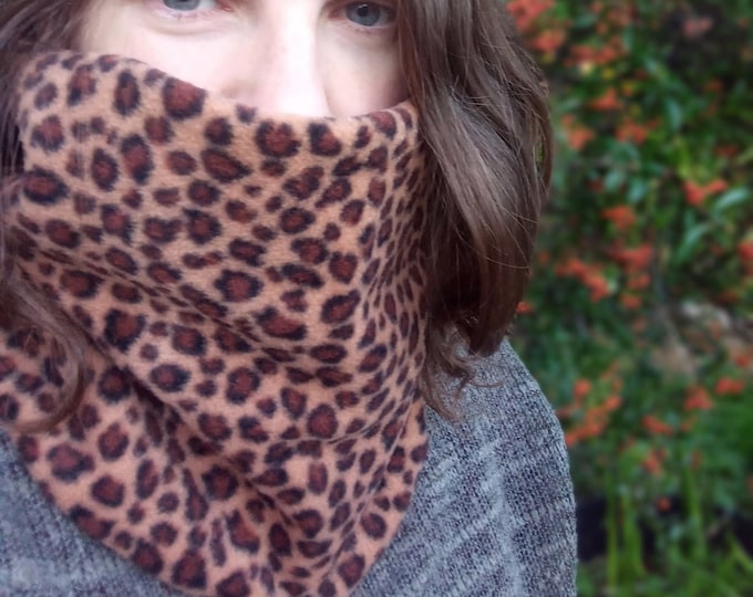 Neck Warmer Leopard Print Fleece Gaiter/Snood/Cowl for Toddler, Child, Adult