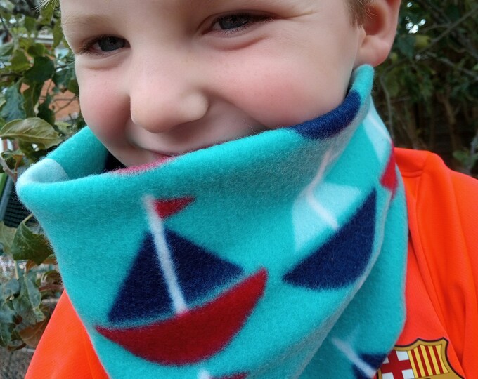 Neck Warmer Boat Print Fleece Gaiter/Snood for Toddler/Child