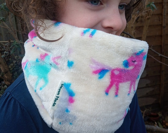 Unicorn Neck Warmer Cream Supersoft Cuddle Fleece Gaiter/Cowl/Snood for Toddler, Child, Adult