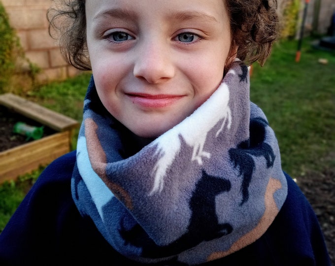 Wild Horses Grey Neck Warmer Fleece Gaiter/Cowl/Snood for Toddler, Child and Adult
