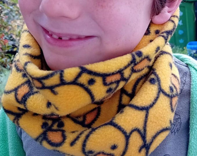 Neck Warmer Duck Print Yellow Fleece Gaiter/Snood for All Ages