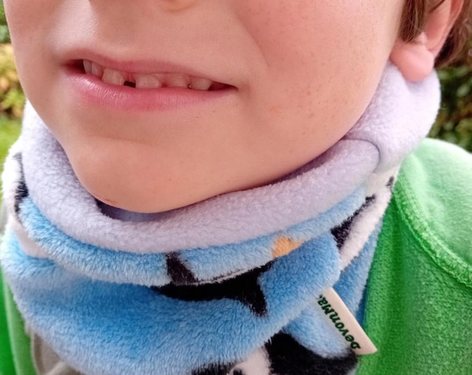 Neck Warmer Beige, Pink or Blue Penguin Fleece Gaiter/Snood for All Ages