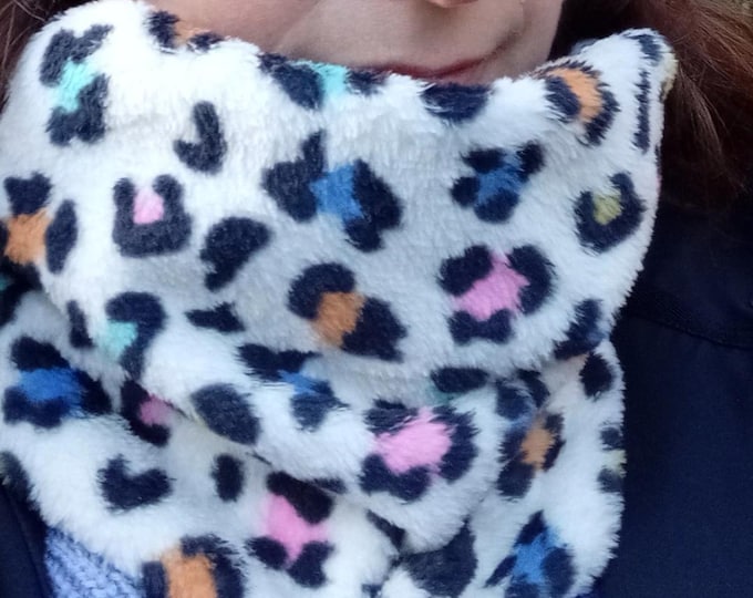 Neck Warmer Leopard Print Rainbow Supersoft Cuddle Fleece Gaiter/Snood for ALL AGES