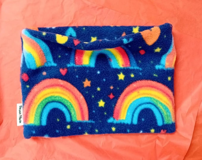 Rainbow Hearts Neck Warmer Fleece Gaiter/Snood for ALL AGES
