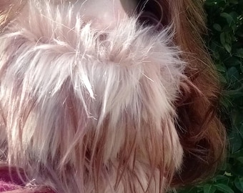 Luxury Neck Warmer Beige Faux Fur Super Soft Fleece Gaiter/Cowl/Snood for Teenager/Adult