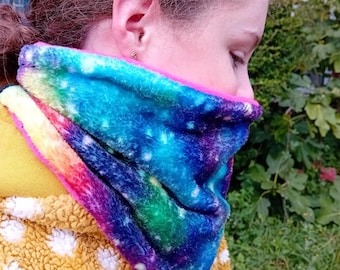 Rainbow Nebula Galaxy Neck Warmer Fleece Gaiter/Snood for All Ages