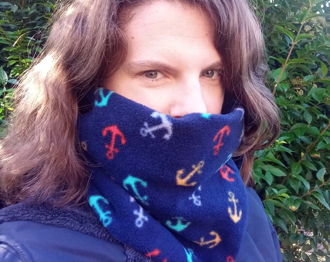 Neck Warmer Anchor Print Colourful Fleece Gaiter/Cowl/Snood for Toddler/Child/Teenager/Adult