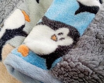 Blanket Penguin Blue Patchwork Fleece Toddler Buggy