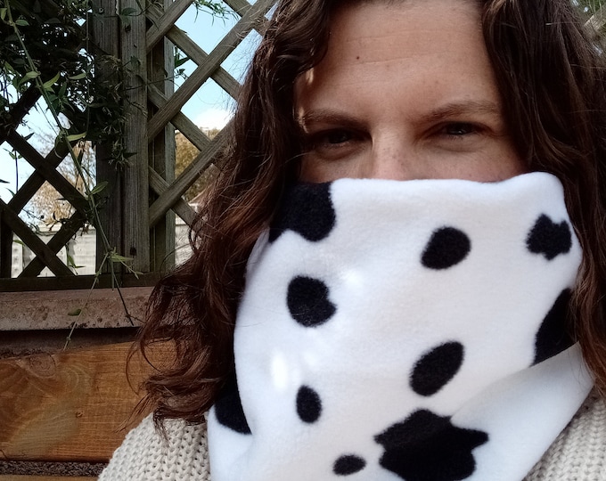 Neck Warmer Cow Print Fleece Gaiter/Snood/Cowl for Toddler, Child, Adult