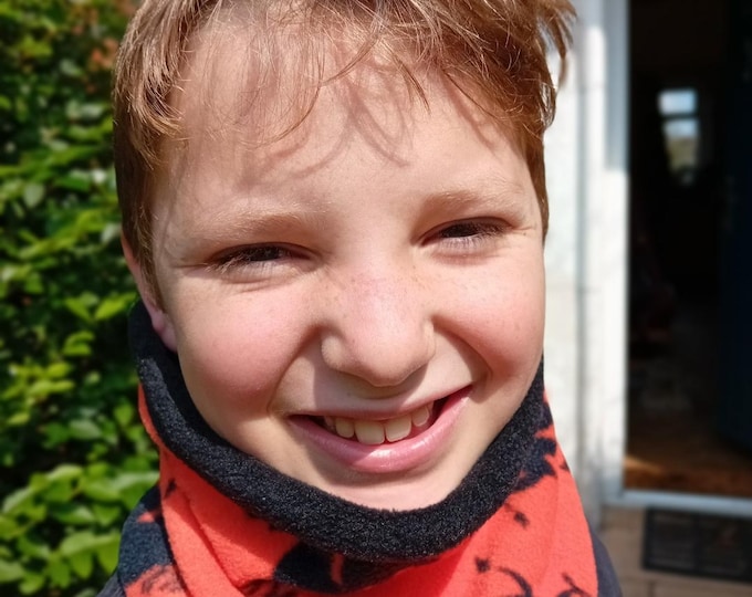 Neck Warmer Dragon Grey or Orange Fleece Gaiter/Snood for Toddler