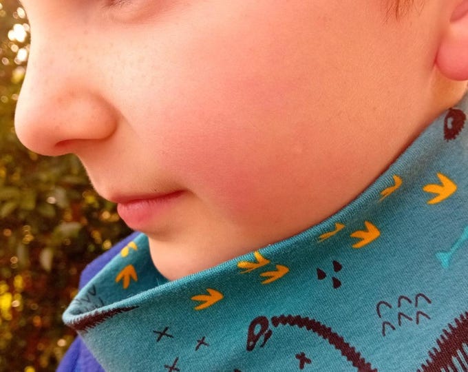 Lightweight Neck Warmer Snood - DINOSAURS - Cotton Jersey