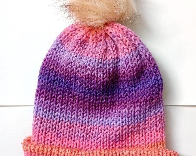 Sunset Child Beanie Hat Optional Bobble