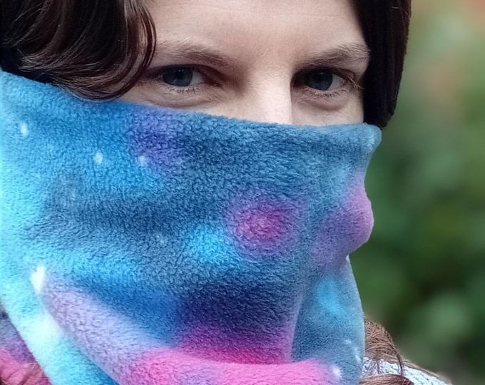Galaxy Nebula Pink Purple Blue Neck Warmer Fleece Gaiter/Snood for All Ages