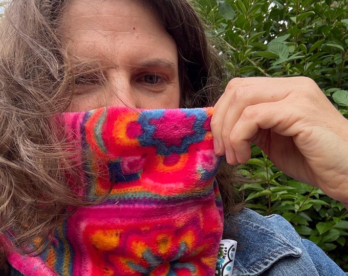 Neck Warmer Crochet Granny Squares Print Supersoft Cuddle Fleece Gaiter/Snood for ALL Ages