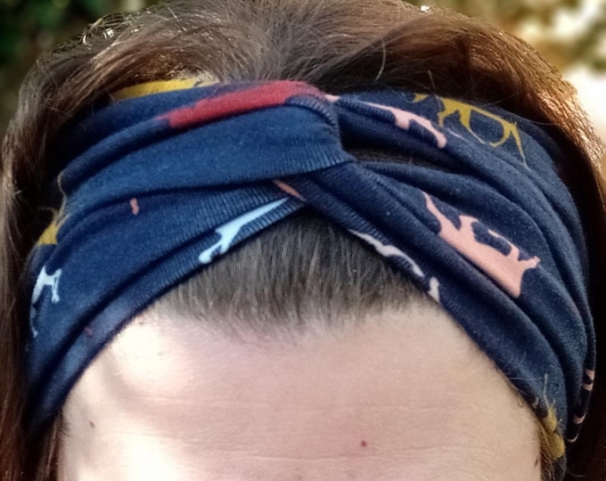 Turban Knot Stretch Headband - Various Patterns Horse, Sloth, Whale, Snow Leopard