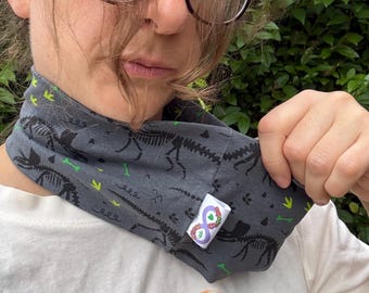 Chew Choobz Sensory Gaiter Snood ADHD Autism - DINOSAURS DRAGONS - Cotton Jersey