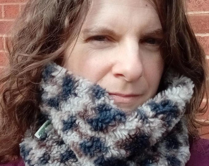 Luxury Sherpa Snow Leopard Furry Fleece Neck Warmer Snood