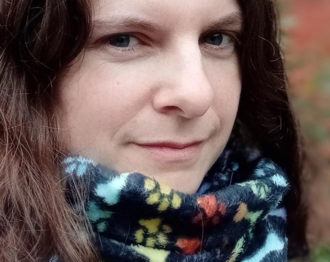 Dog Paw Print Fleece Neck Warmer Snood - Kids & Adults