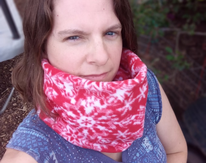 Neck Warmer Snowflake Red Fleece Gaiter/Snood for All Ages